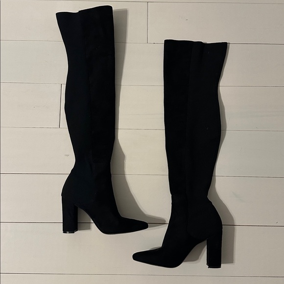 Steve Madden Everly Ever Over The Knee High Heeled Stretch Heeled Boots Black 6 - Picture 2 of 7